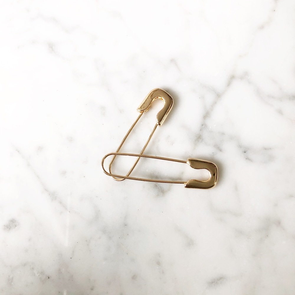 Golden Safety Pin Earrings - Picture 5 of 5